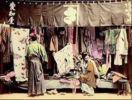 Old photo Japan of selling kimono